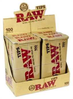 1 RAW Natural Unrefined Pre-Rolled Tips mit Metalldose Filtertips 100er Dose